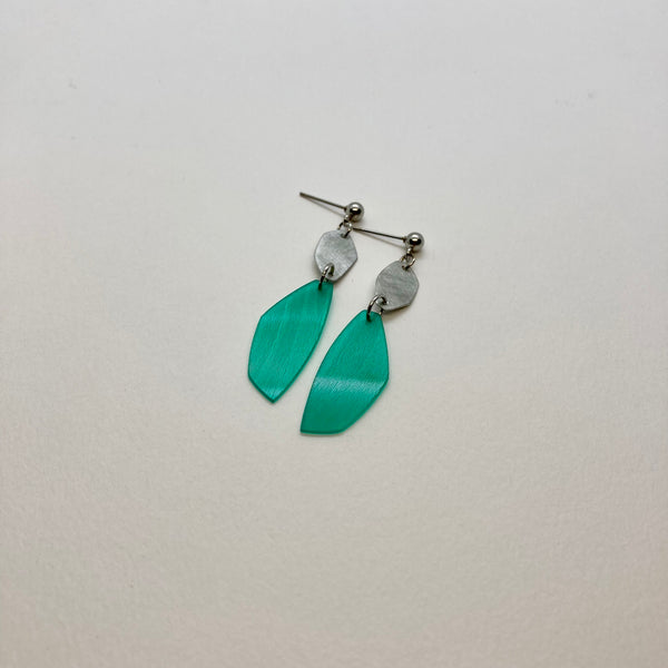 Green steel earrings