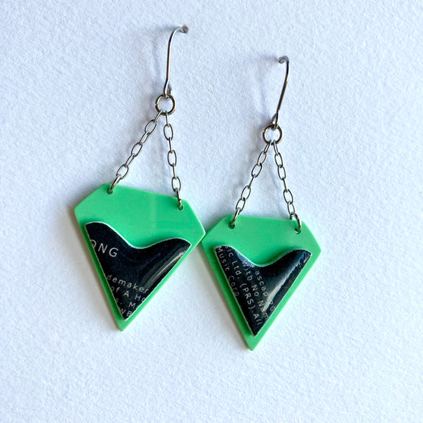 Green and black earrings
