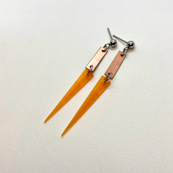 Orange copper earrings