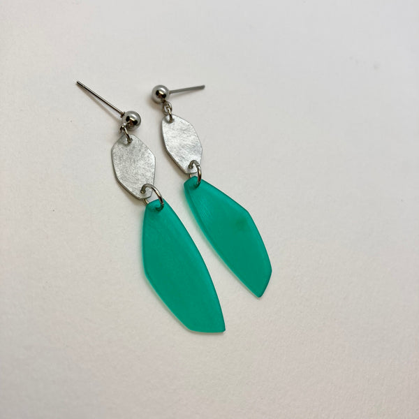 Green steel earrings