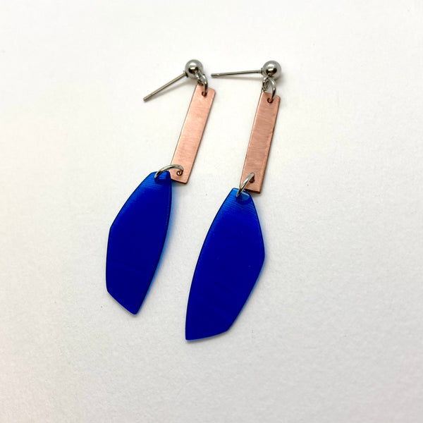 Blue copper earrings