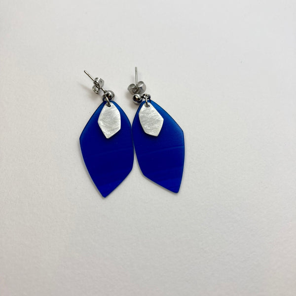 Blue steel earrings
