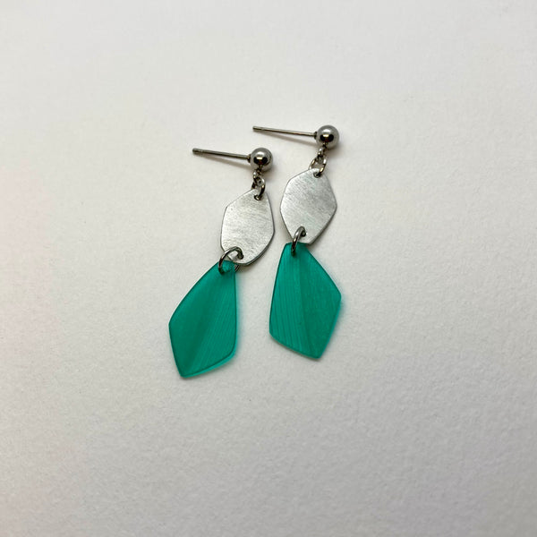 Green steel earrings