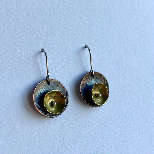 Brass flower earrings