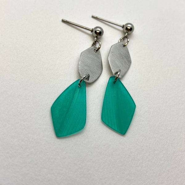 Green steel earrings