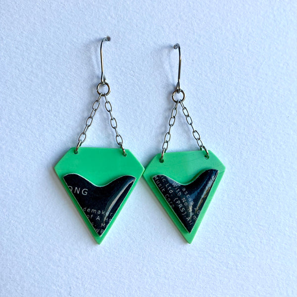 Green and black earrings