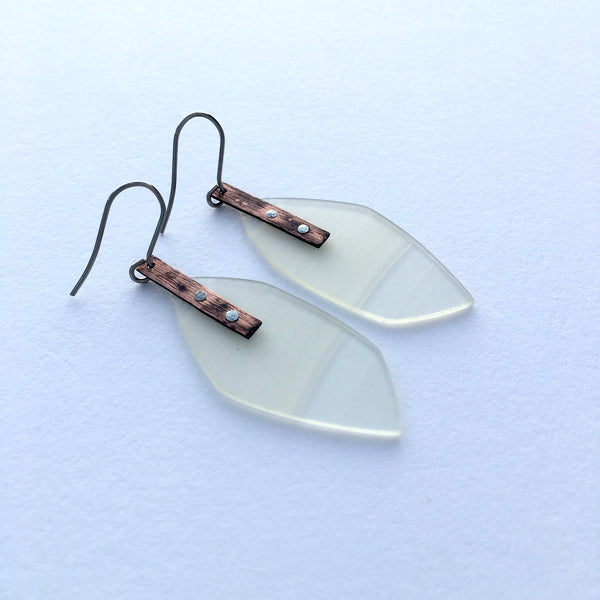 Clear copper earrings