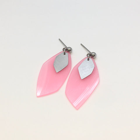 Pink steel earrings