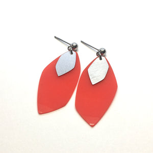 Light red steel earrings