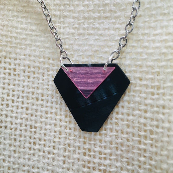 Black and pink stacked necklace