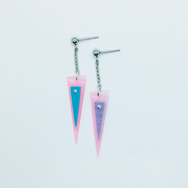 Riveted triangle earrings