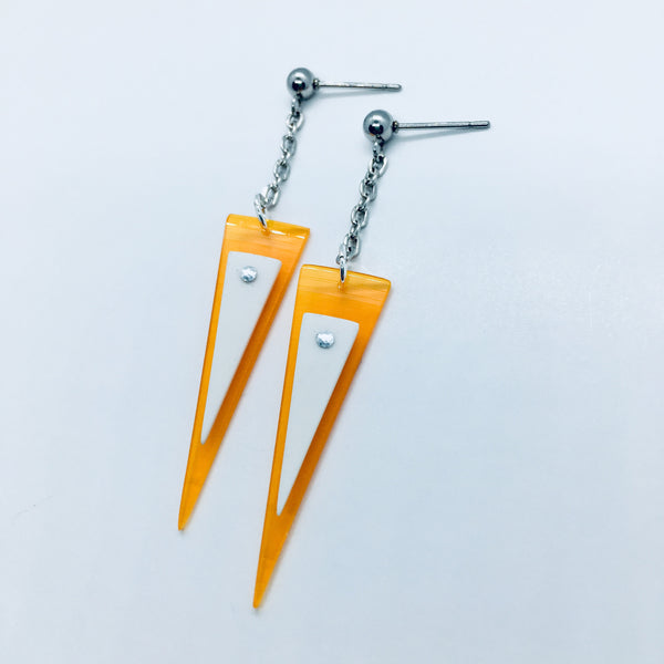 Riveted triangle earrings