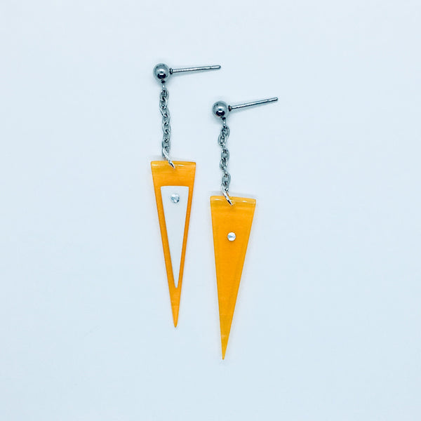 Riveted triangle earrings