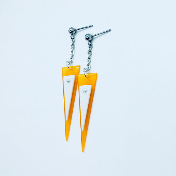 Riveted triangle earrings