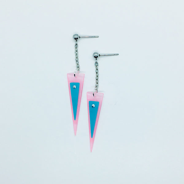 Riveted triangle earrings