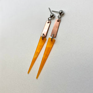 Orange copper earrings