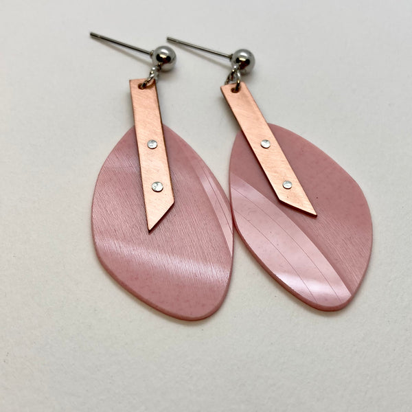 Pink copper earrings