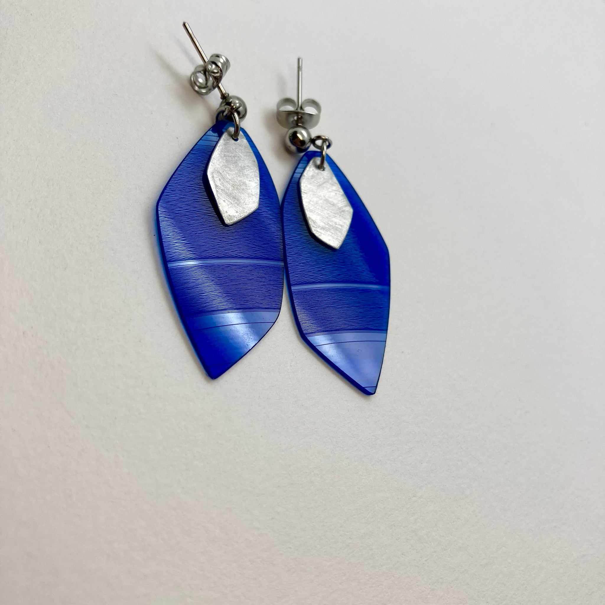 Blue steel earrings