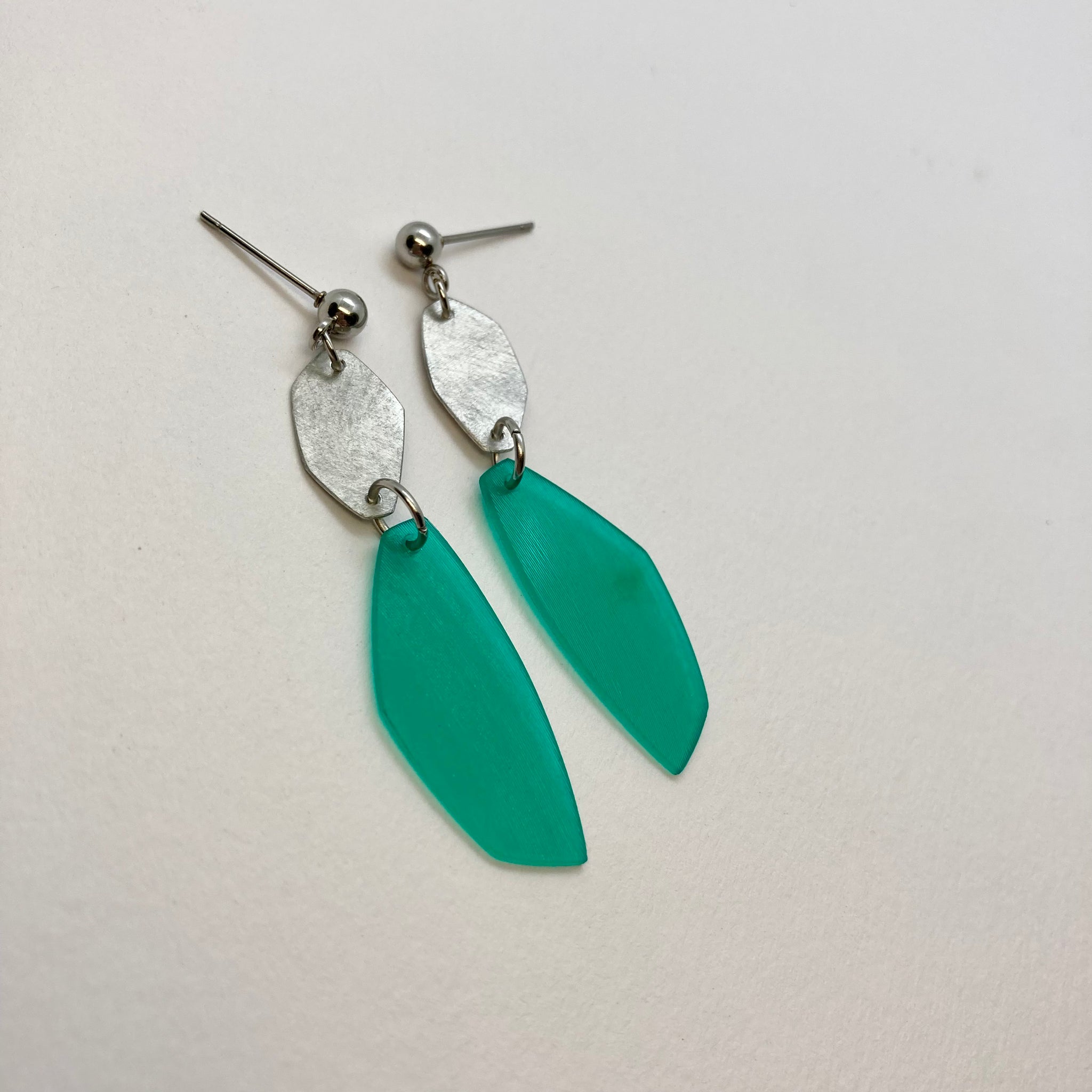 Green steel earrings