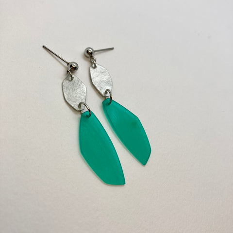 Green steel earrings