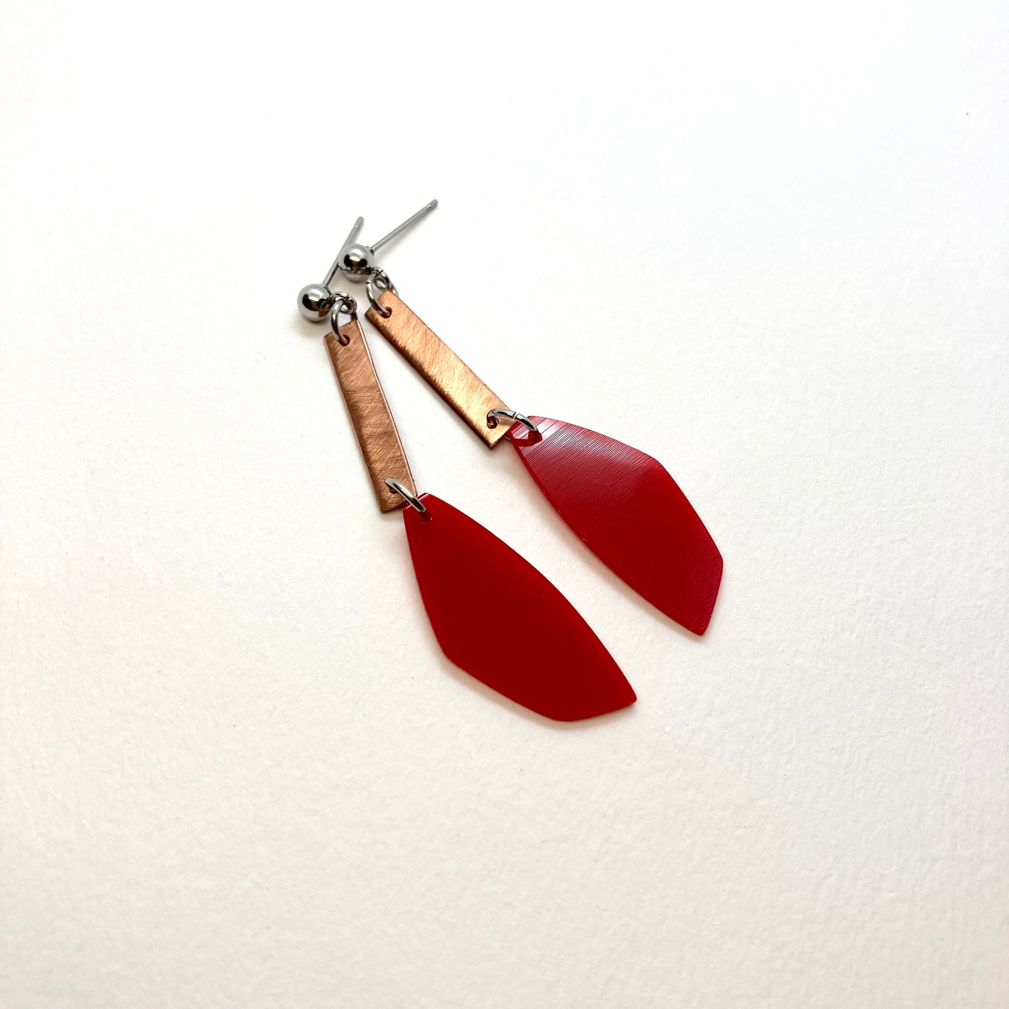 Red copper earrings
