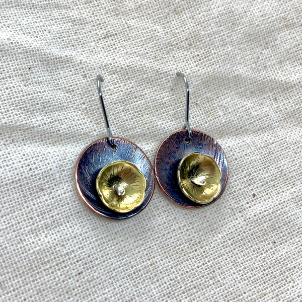 Brass flower earrings