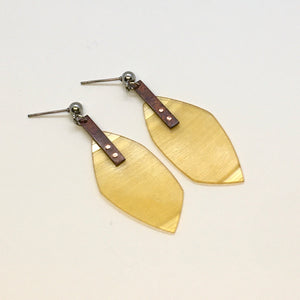 Clear yellow copper earrings