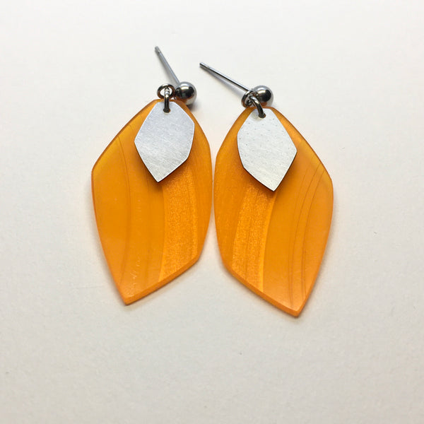 Orange steel earrings