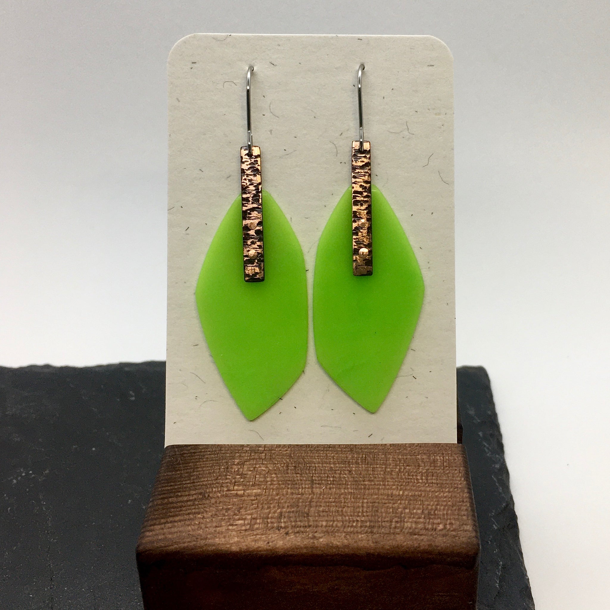 Green copper earrings