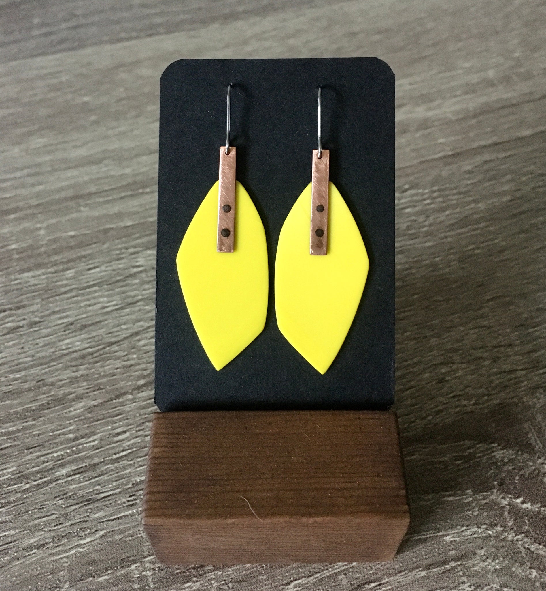 Yellow copper earrings