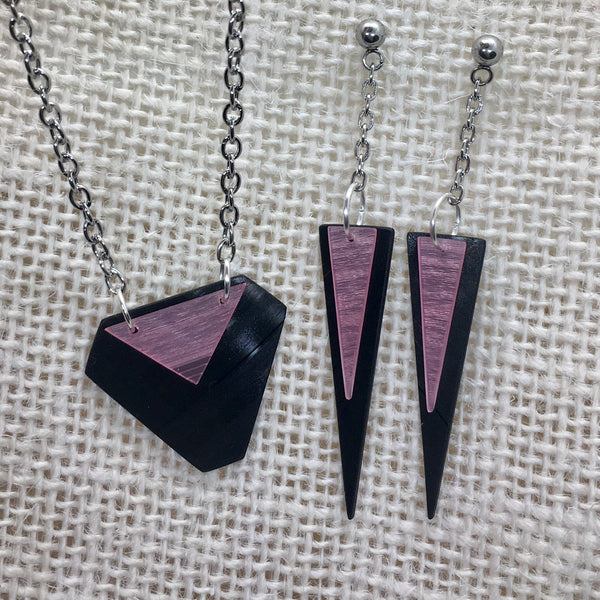 Black and pink stacked necklace