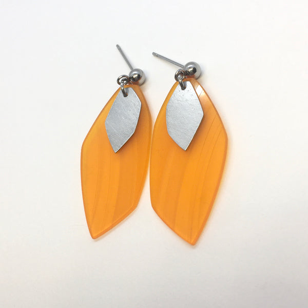 Orange steel earrings