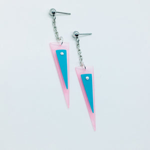 Riveted triangle earrings